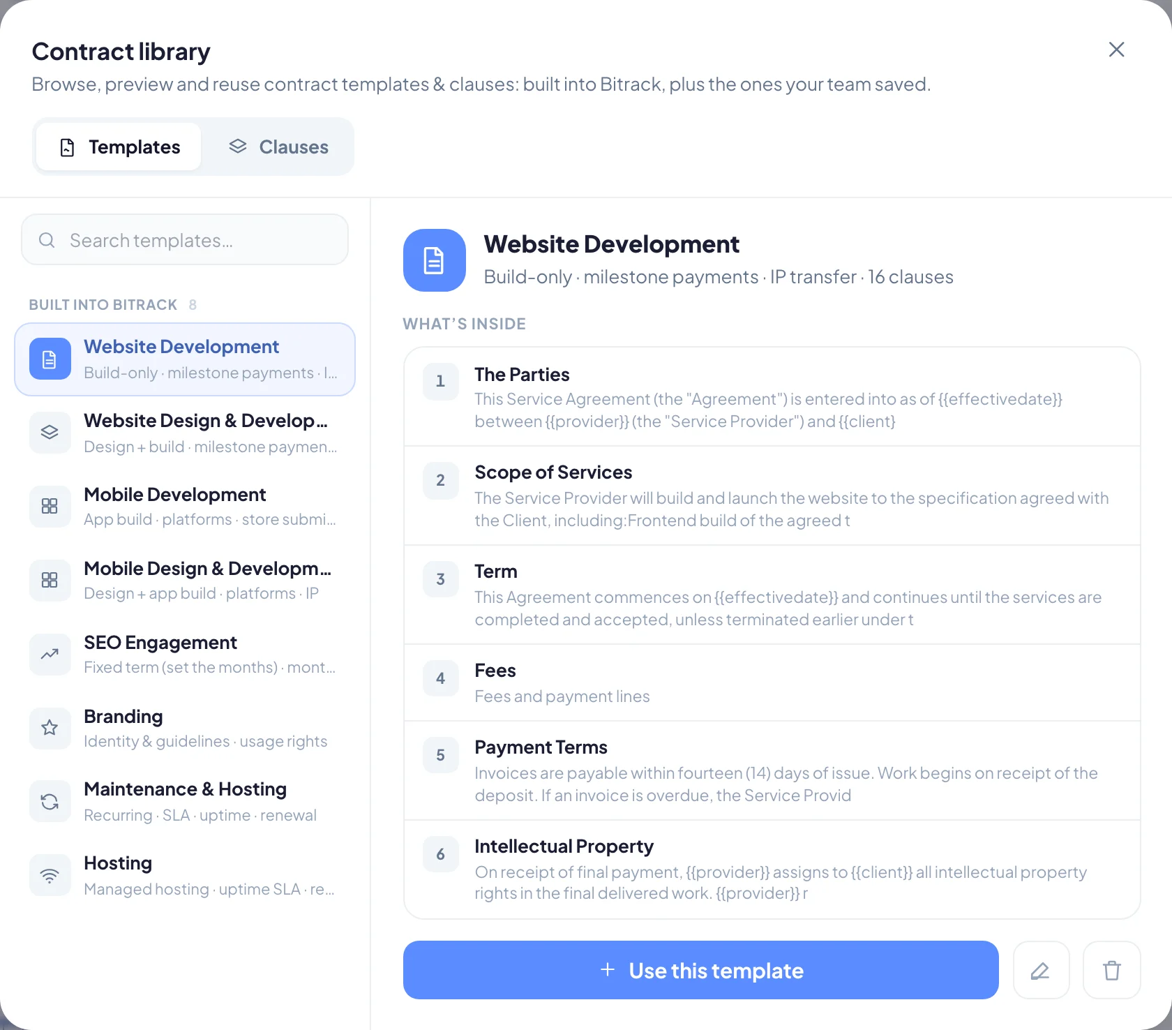 The contract library