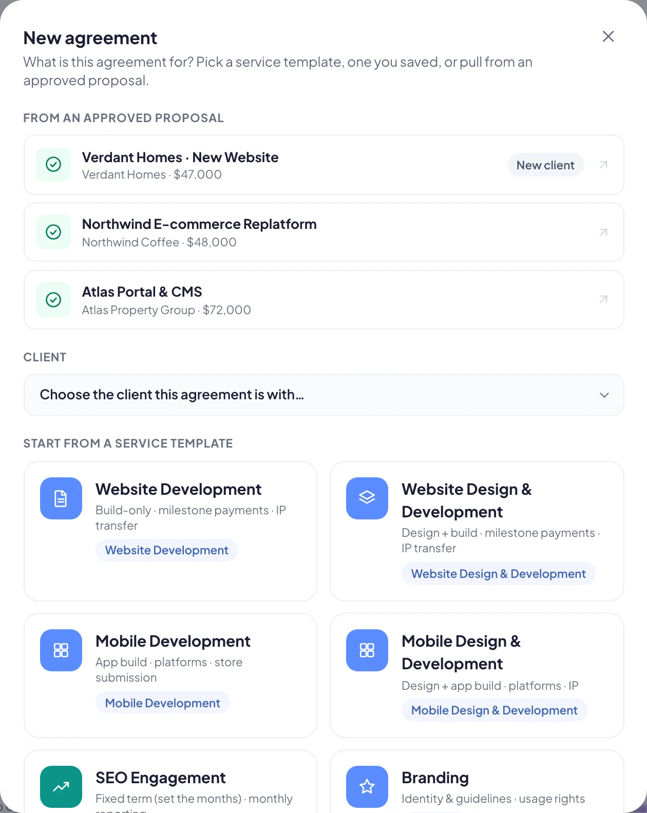 The New agreement window