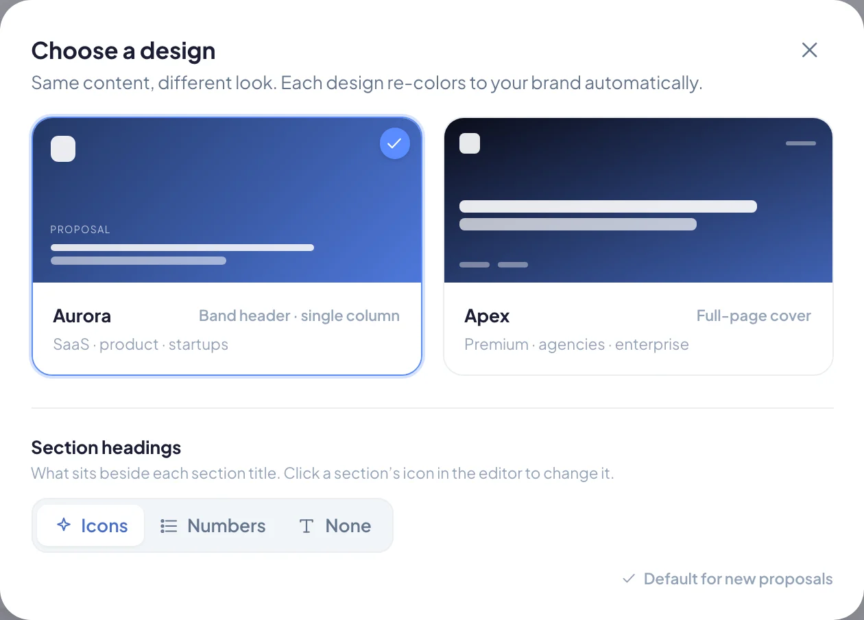 Choosing a design for the proposal