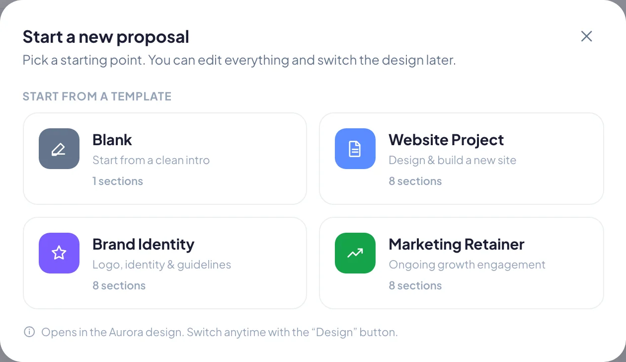 Choosing a starting point for a new proposal