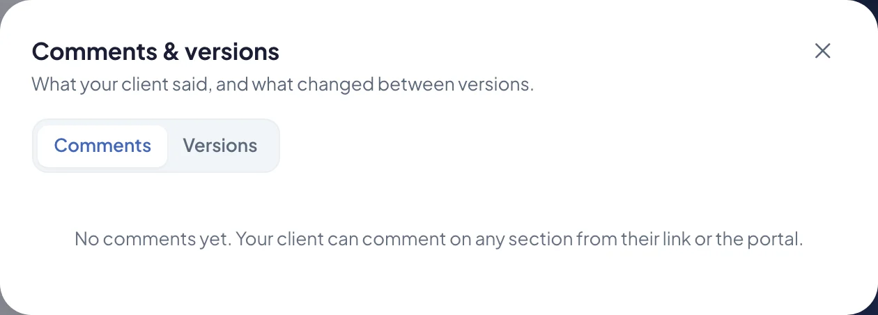 The Comments & versions window