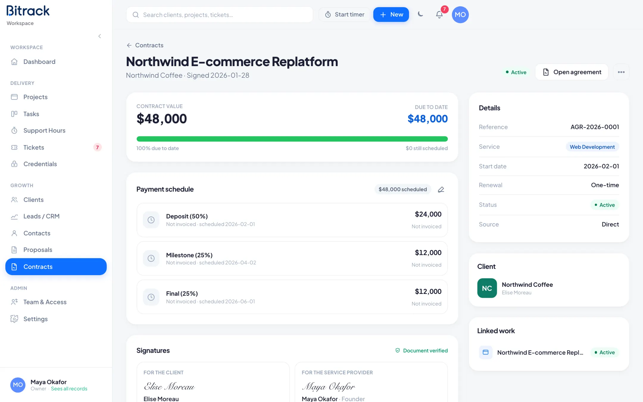 Bitrack contracts & e-signature: Signed, sealed and verified