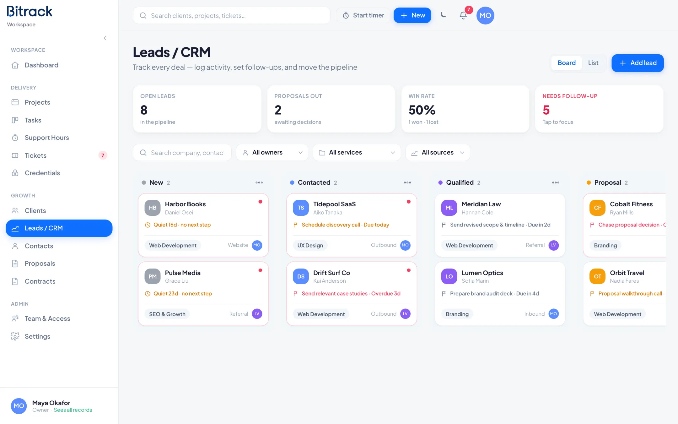 Bitrack leads & crm: Win more of the right work