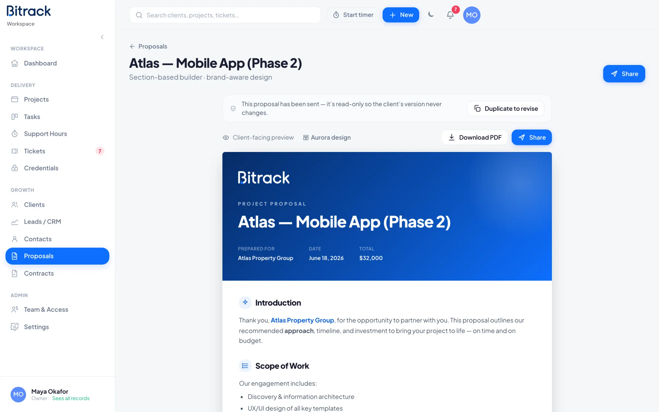 Bitrack proposals: Proposals clients love to accept