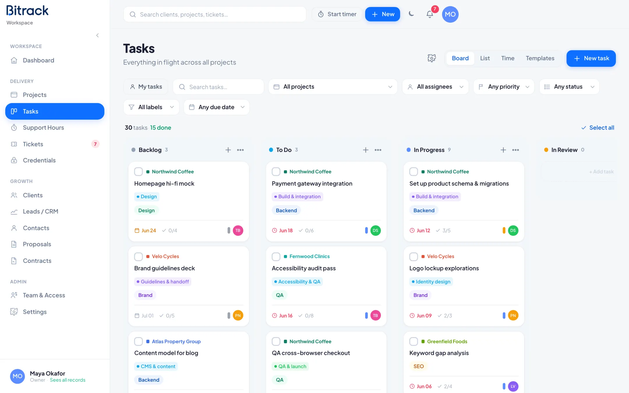 Bitrack projects & tasks: Plan the work. See who’s on it