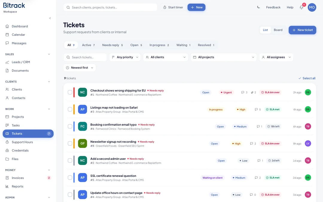 Bitrack, support